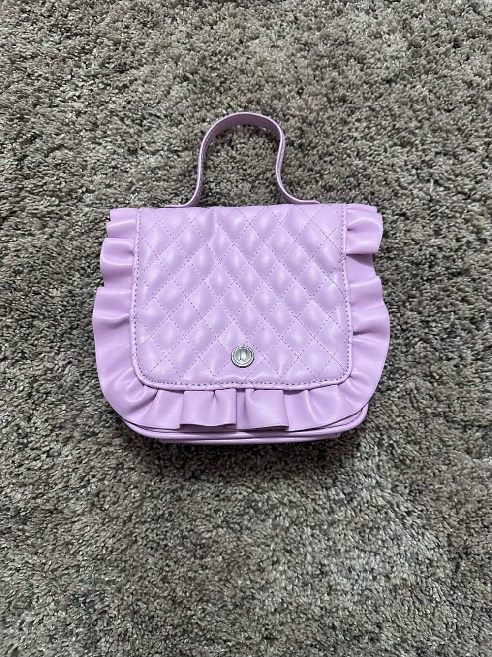 Janie and Jack Lavender Quilted Ruffle Top-Handle Mini Bag